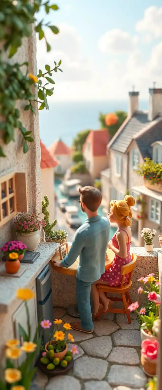 Whimsical French couple in a cozy felt kitchen