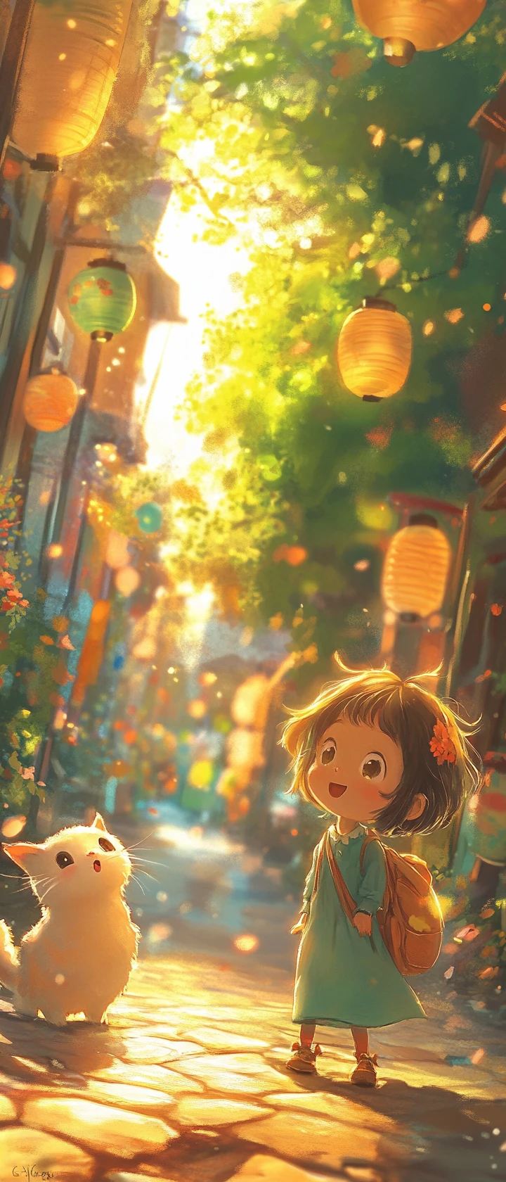Joyful children storybook illustration in soft pastel colors