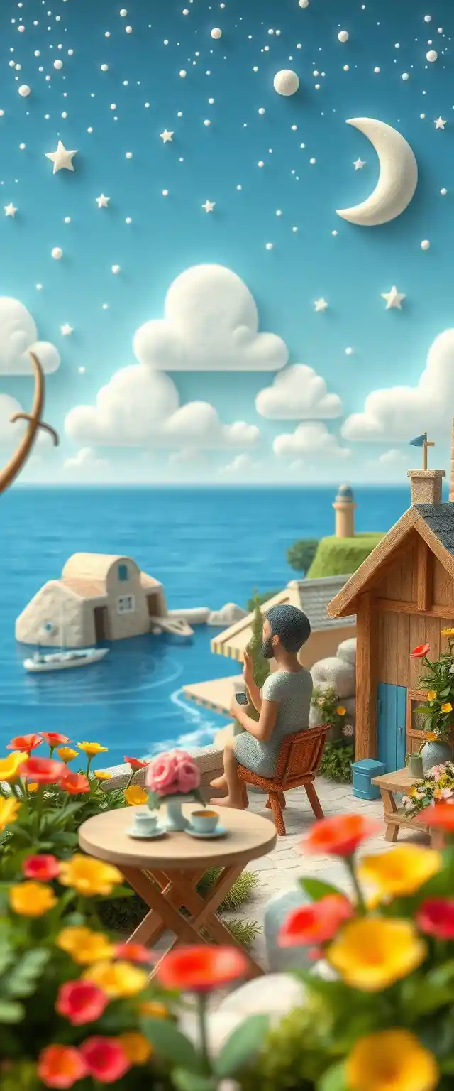 Whimsical claymation couple in a cozy French kitchen
