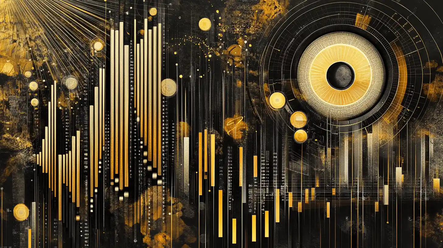 Surreal executive dashboard emerging as a symphonic data orchestra
