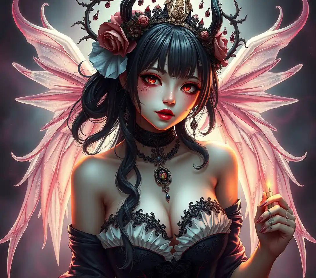 Enchantress portrait with gothic and divine fantasy style
