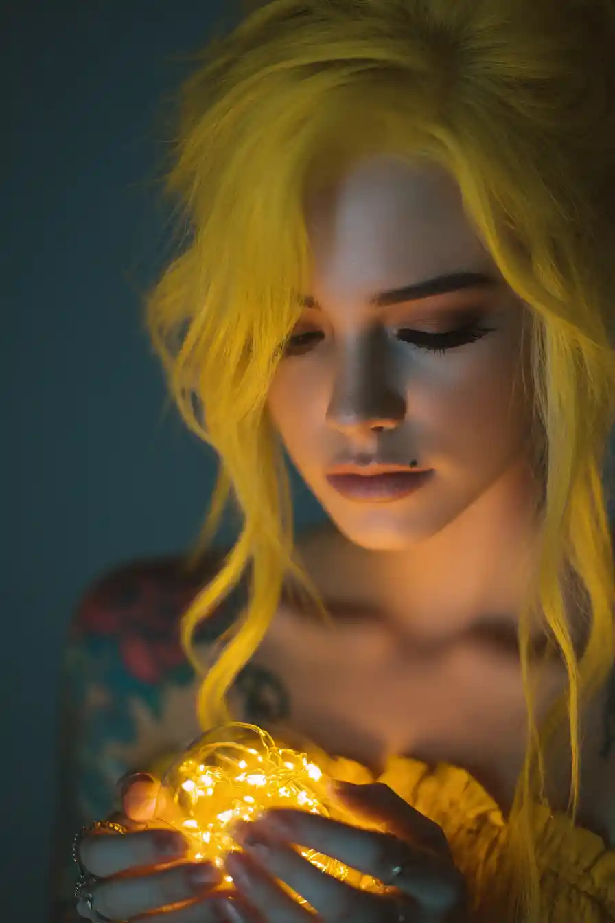 Yellow flame glowing in a clean abstract fantasy space