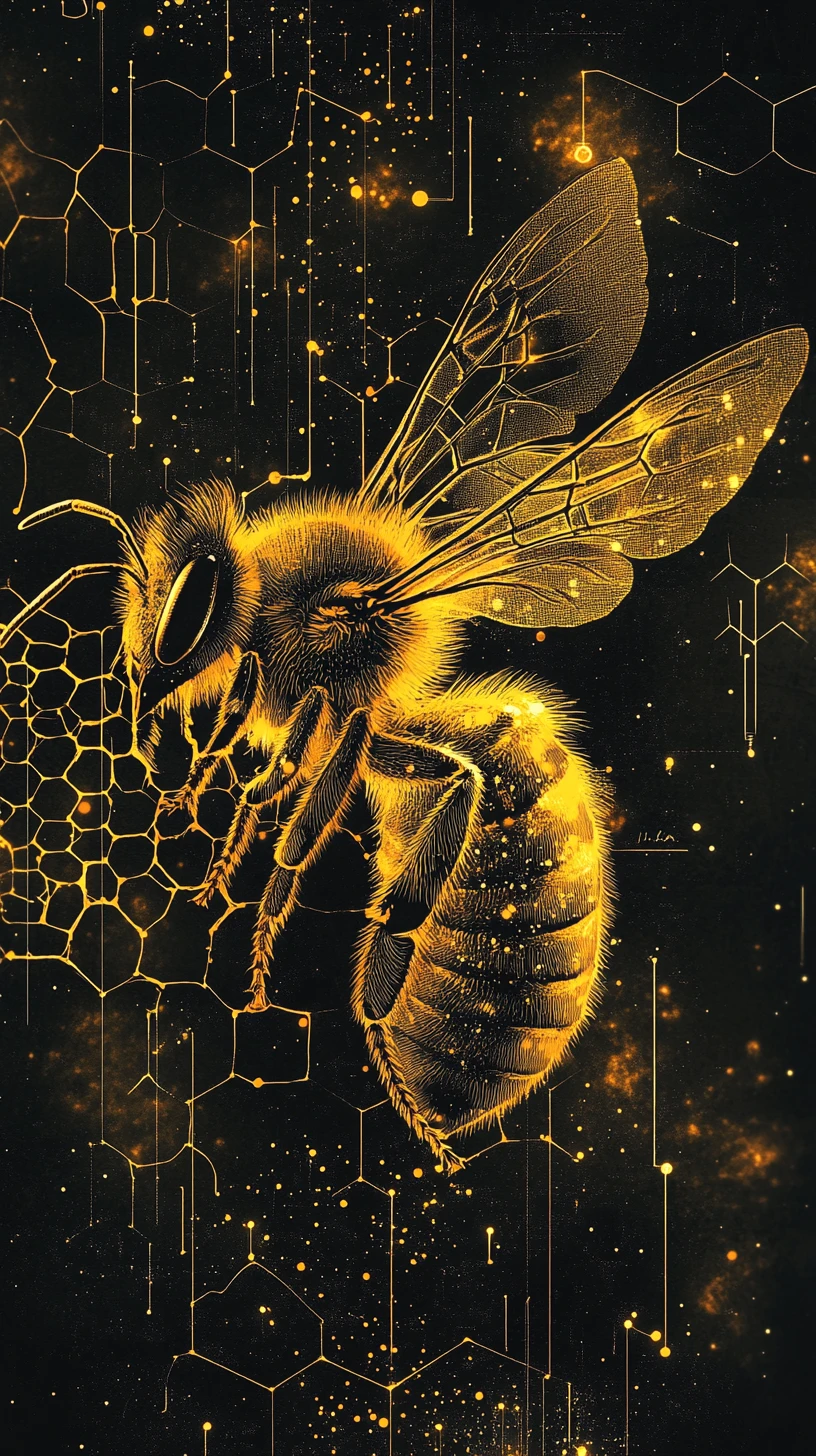 Honeybee Collecting Data Points In A Geometric Beehive