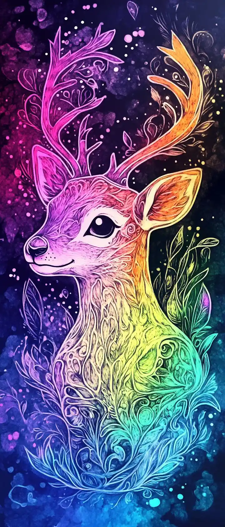 Ink wash drawing of cute animals in serene pastel tones