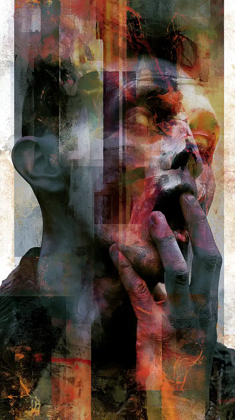 Armed men confront each other on a foggy midnight street