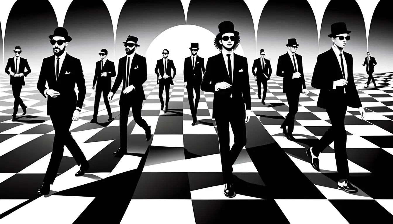 Surreal Ska Band In A Vertical Checkerboard Fantasy