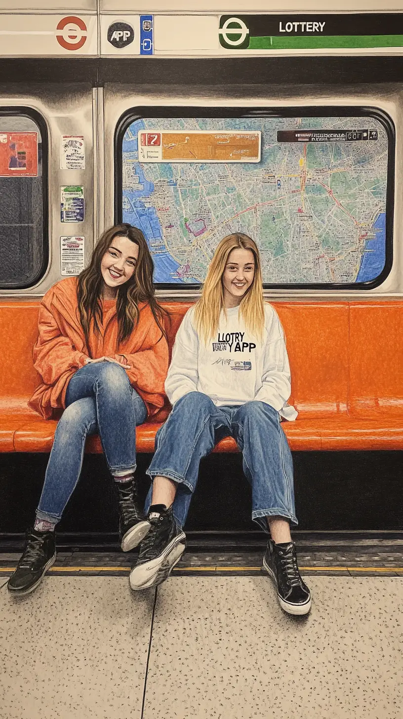 Drei junge Frauen unterhalten sich auf einem orangefarbenen U-Bahn-Sitz