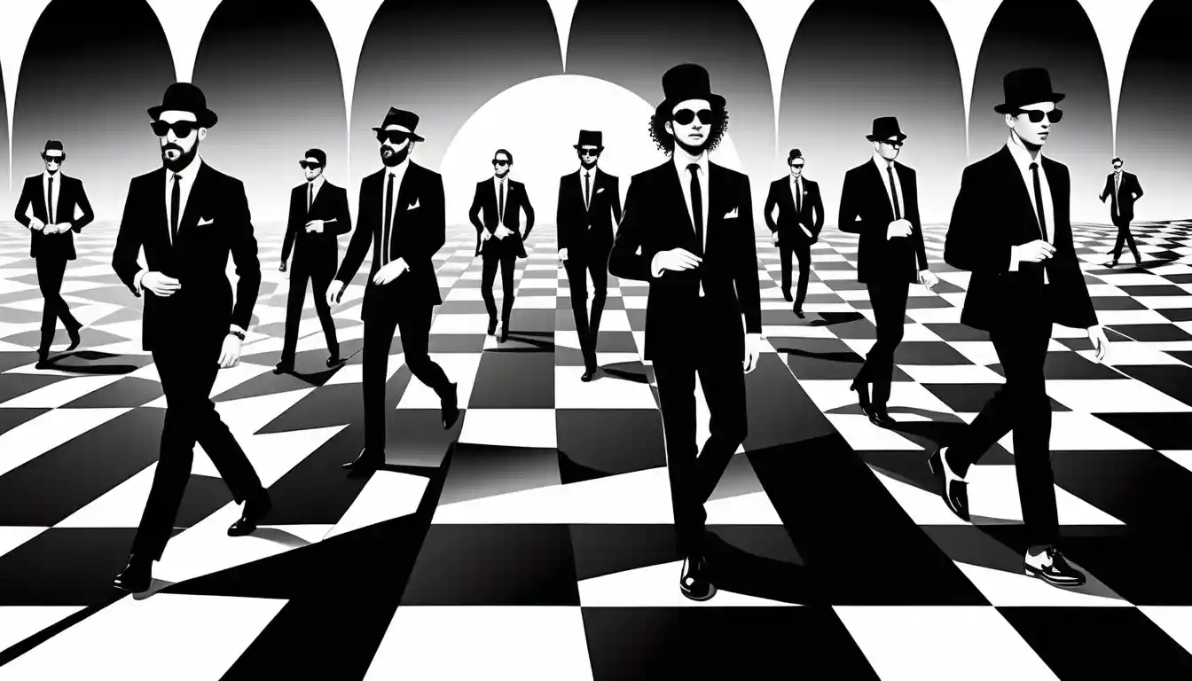 Surreal Ska Band In A Vertical Checkerboard Fantasy