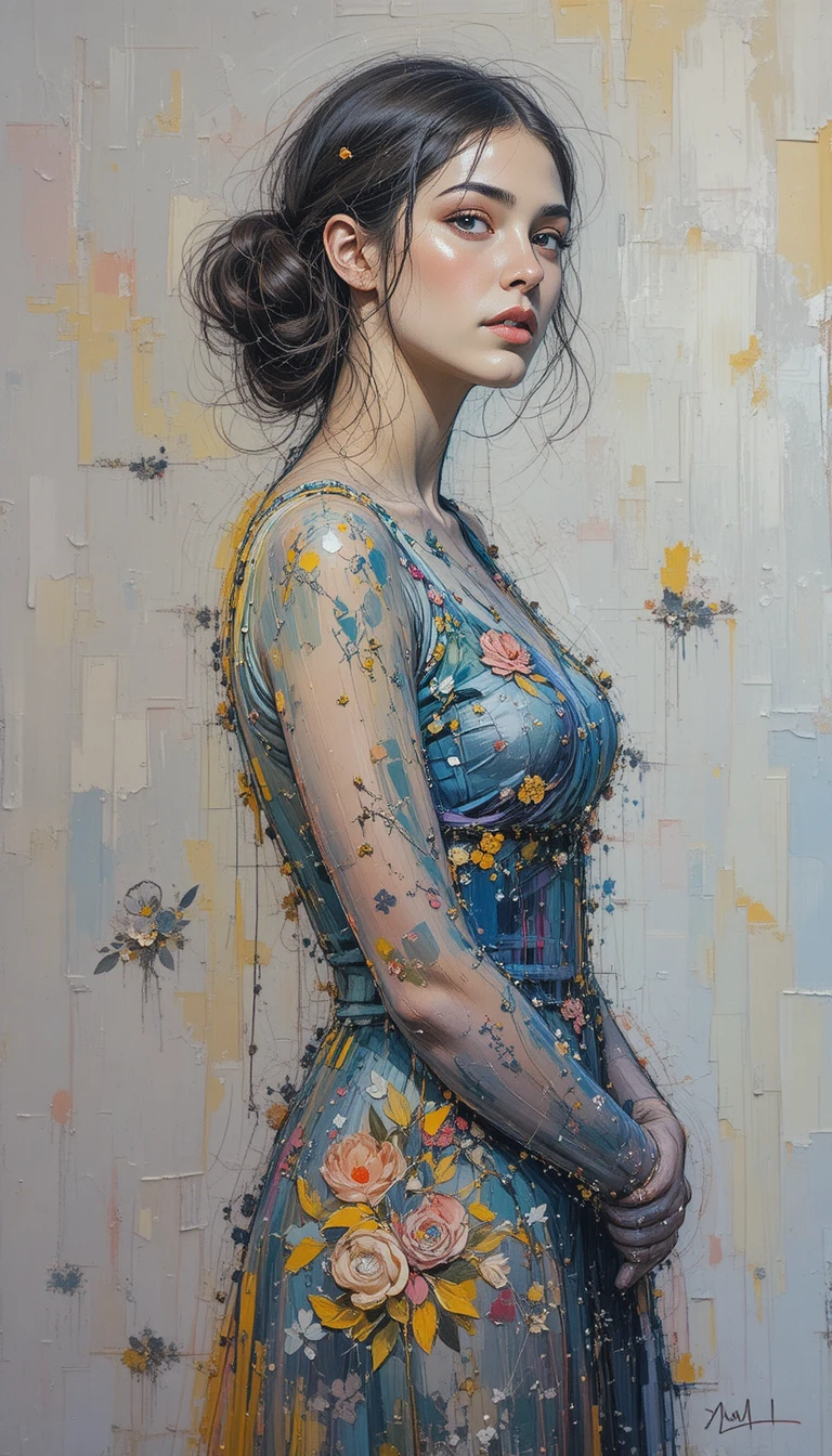 Semi abstract portrait of a woman in a wide brim hat