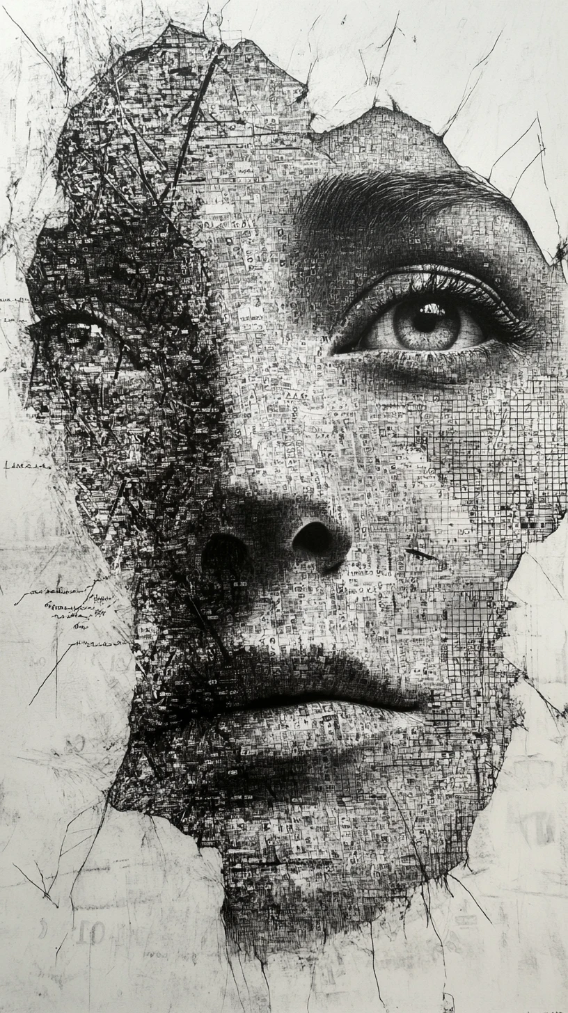 Human face emerging from chaotic data and symbols