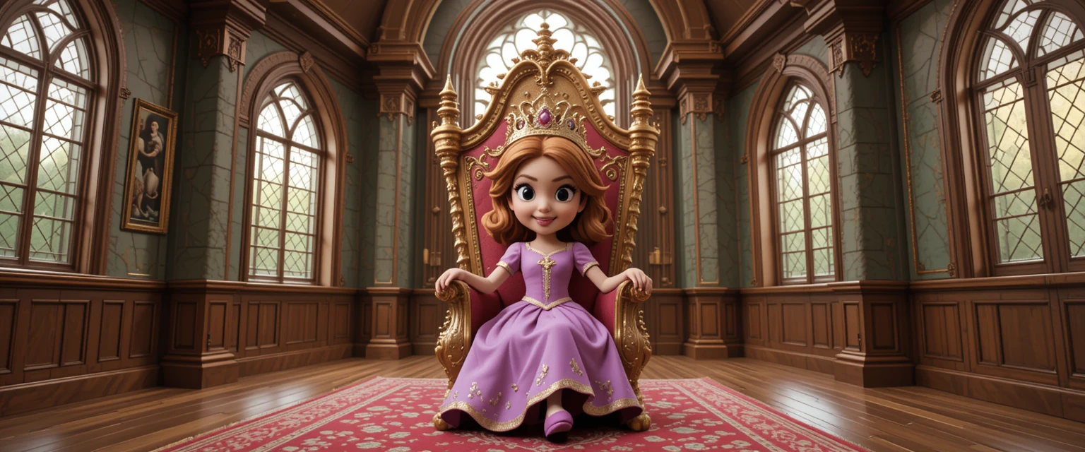 Fantasy princess sitting in a grand castle throne room