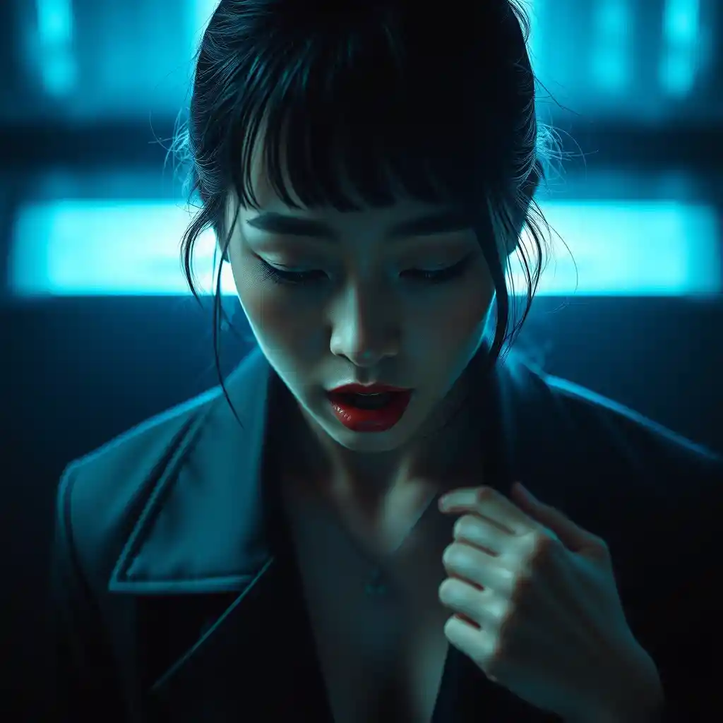 Intense cinematic portrait at the brink of collapse