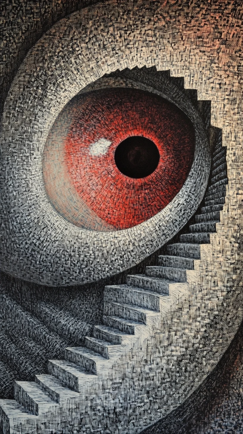 Surreal Eye Spiral Staircase Descending Into Inner Memory