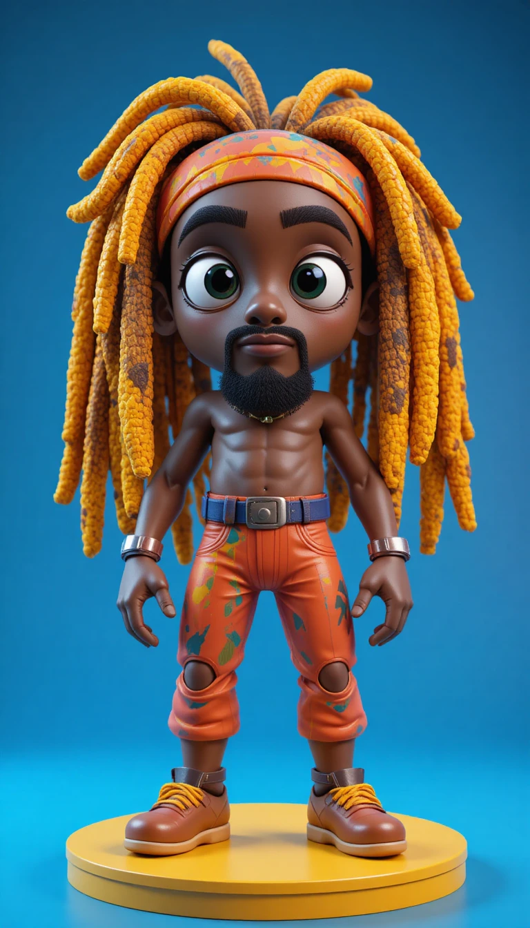 Colorful 3D cartoon man on platform in studio scene