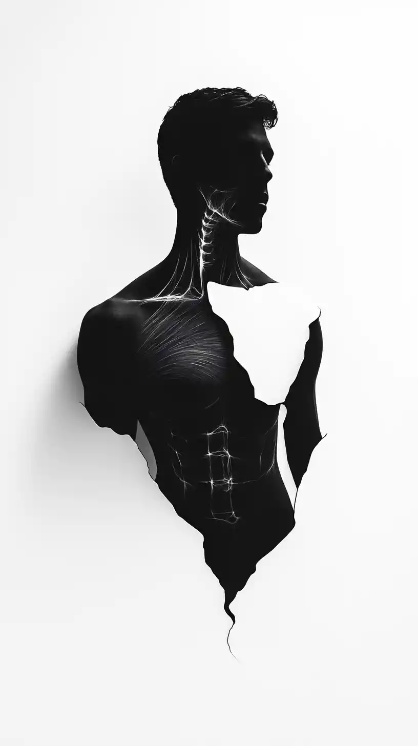 Human torso container glowing softly with etched interior