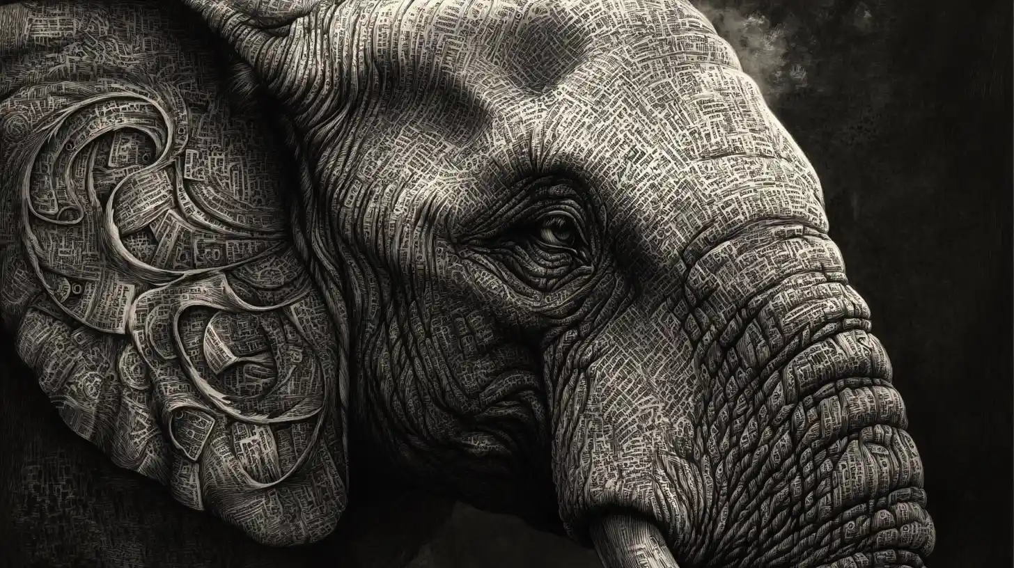 Ancient Elephant Formed From Libraries Maps And Journals
