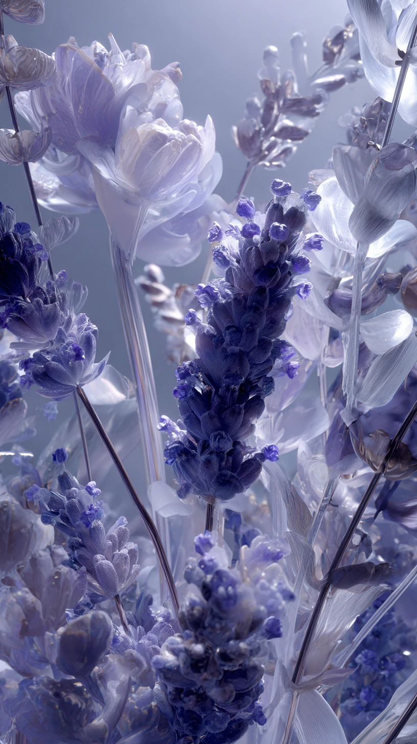 Lavender glassmorphism fashion editorial poster with soft typography
