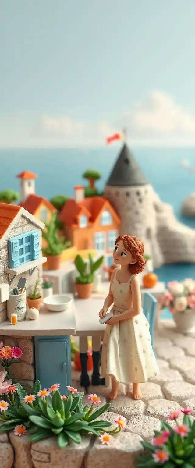 Whimsical French couple in a minimalist felt kitchen
