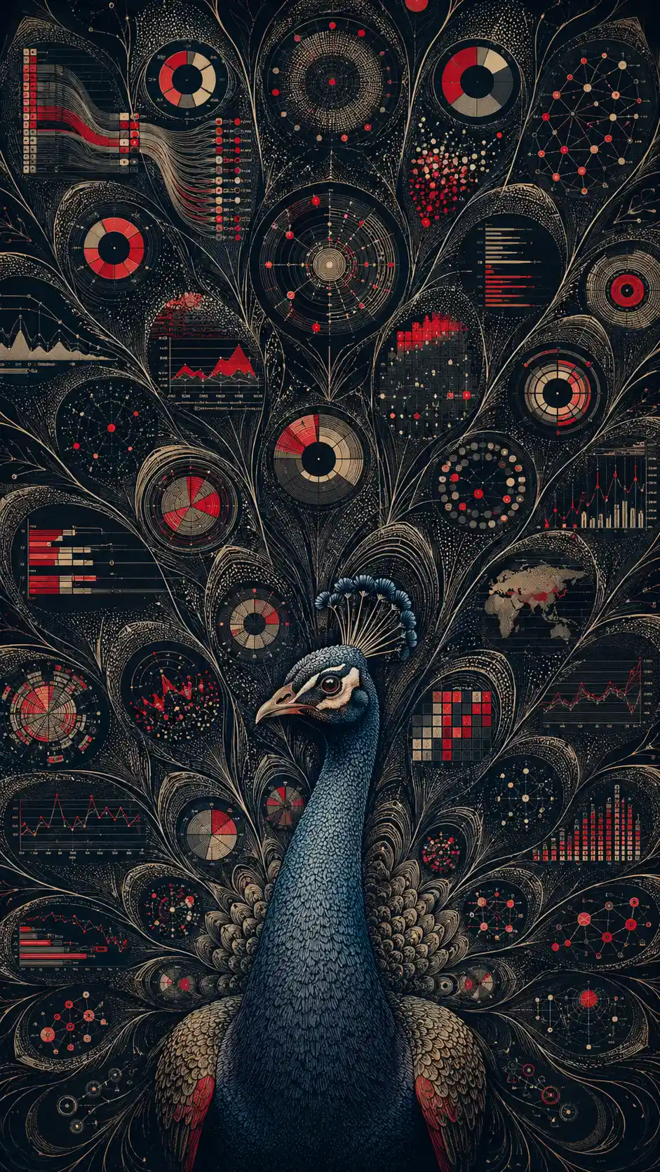 Peacock Tail Transformed Into Colorful Data Visualizations
