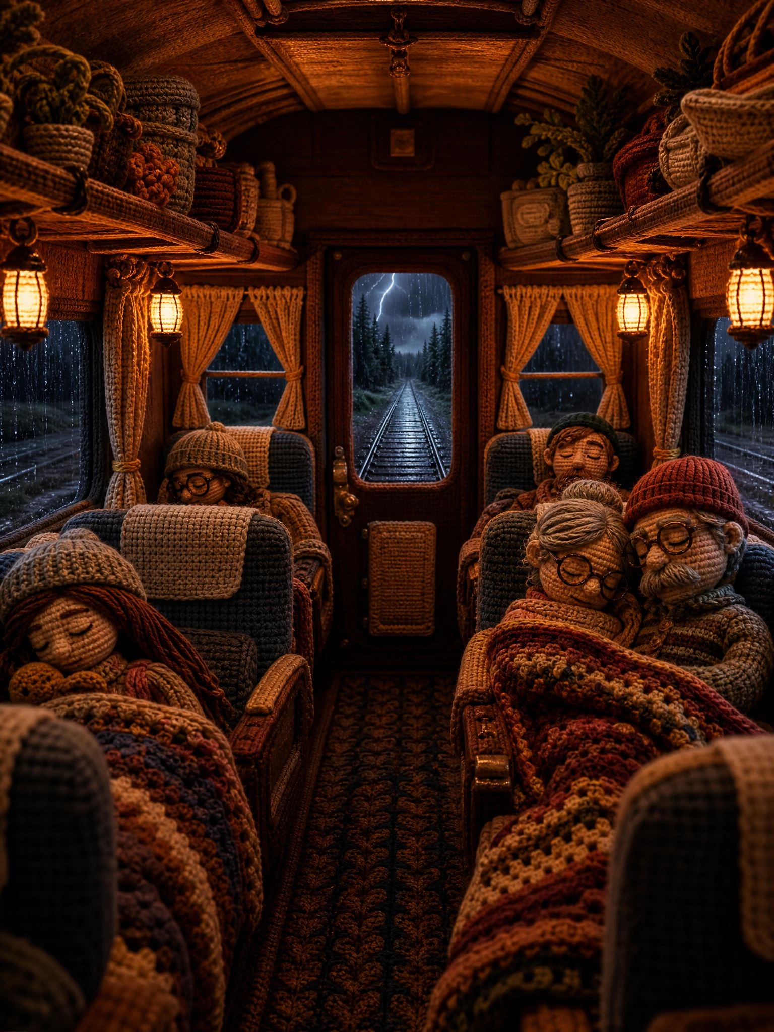 Cozy Crochet Train Sleeper Cabin On A Stormy Night
