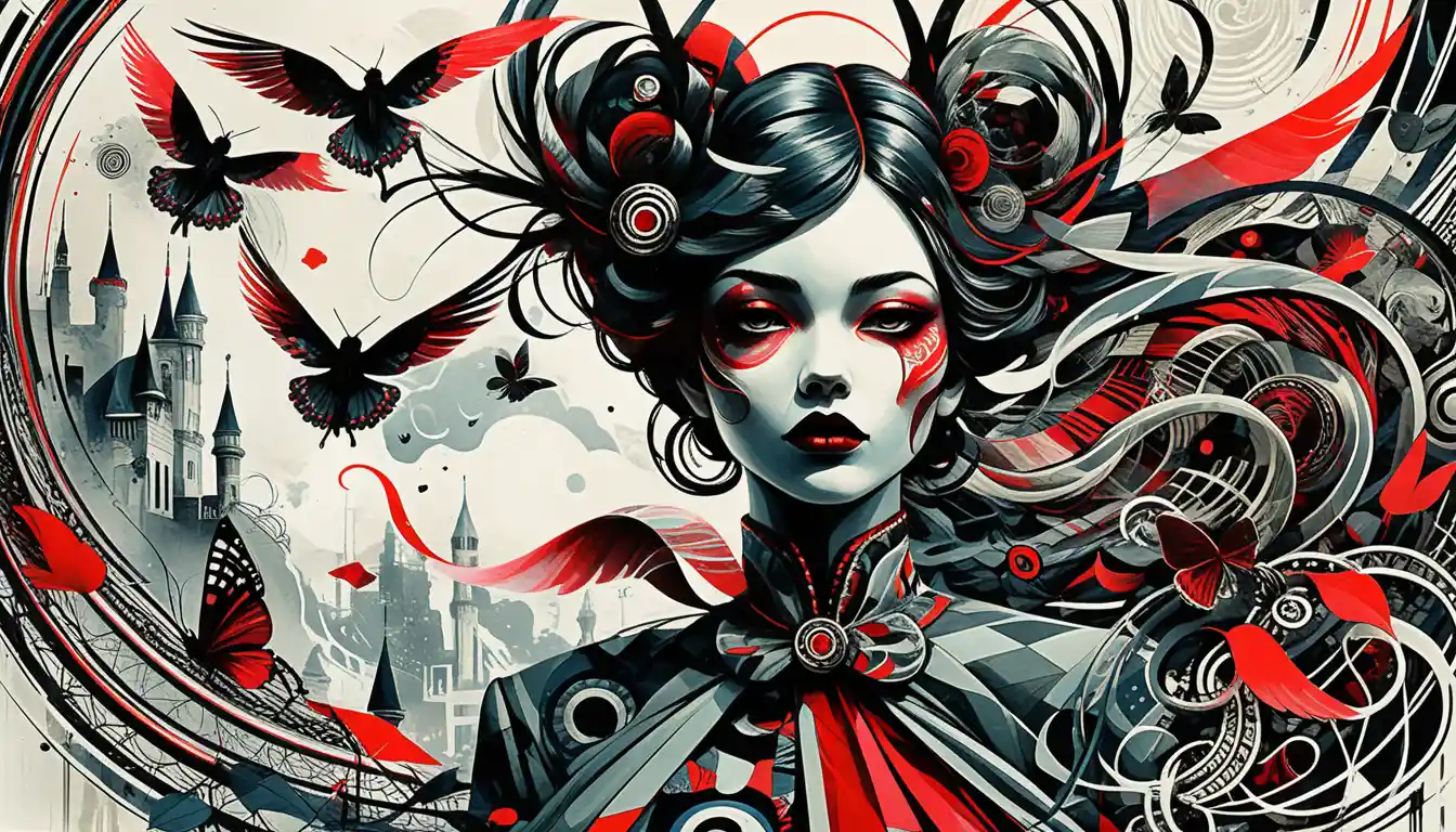Abstract eerie illustration with hypnotic repetitive patterns