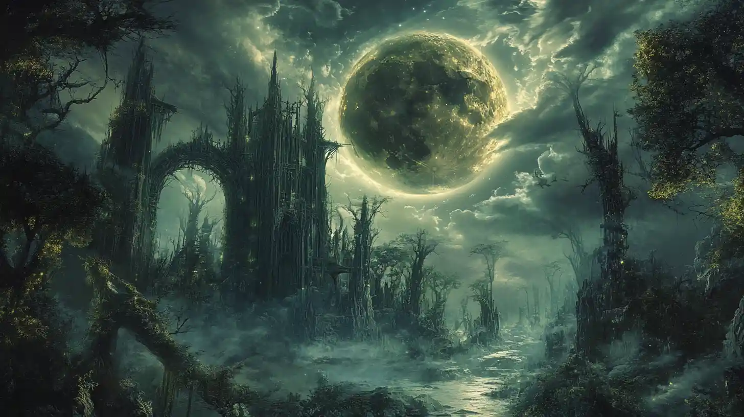 Fractured Moon Revealing A Surreal Enchanted Inner World