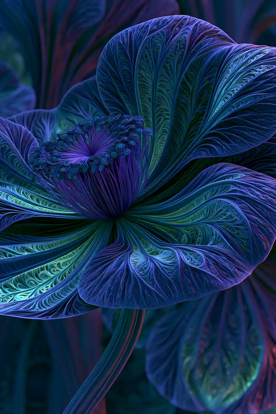 Fantastic interior view deep inside a glowing flower
