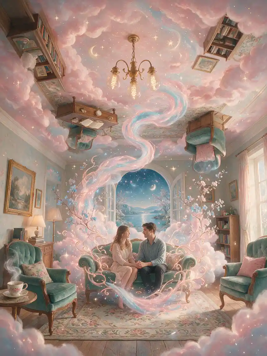 Surreal vision of reality turning upside down and inside out