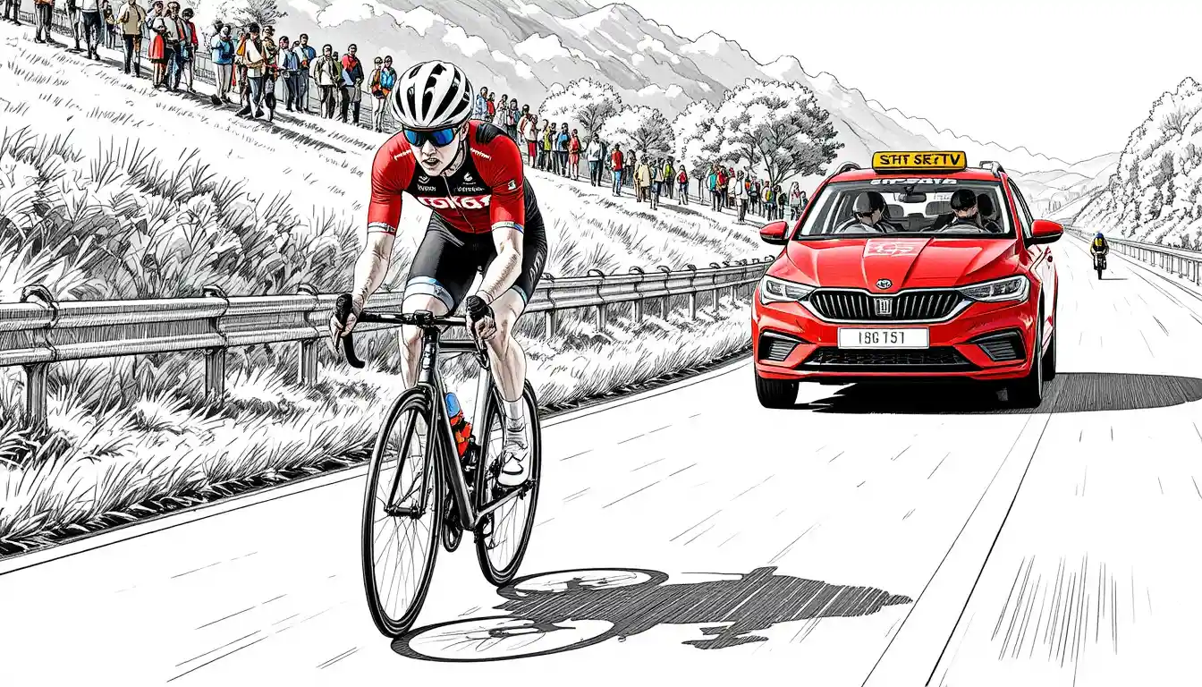 Professional road cyclist racing toward the camera