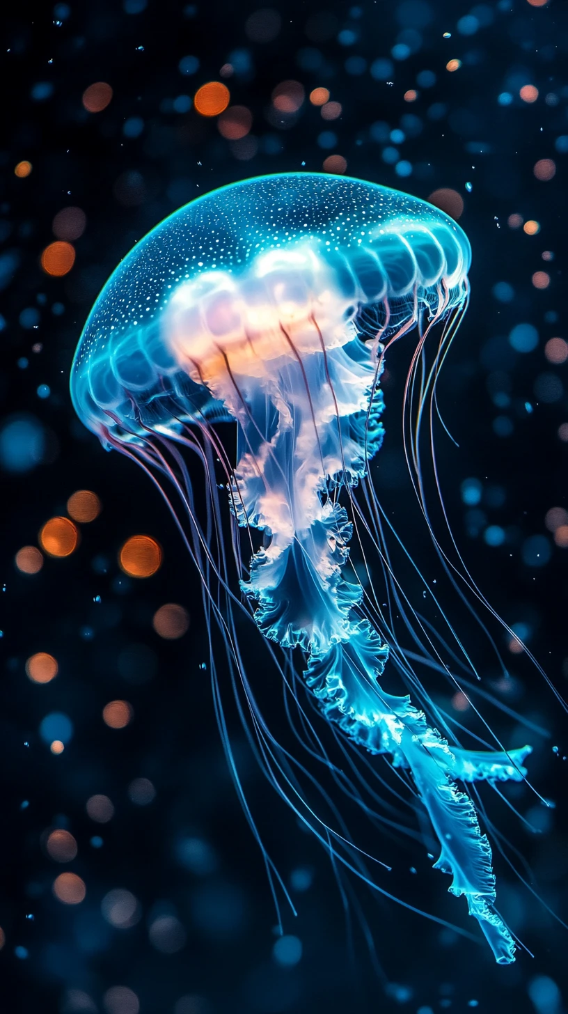 Surreal jellyfish merging with musical instruments underwater