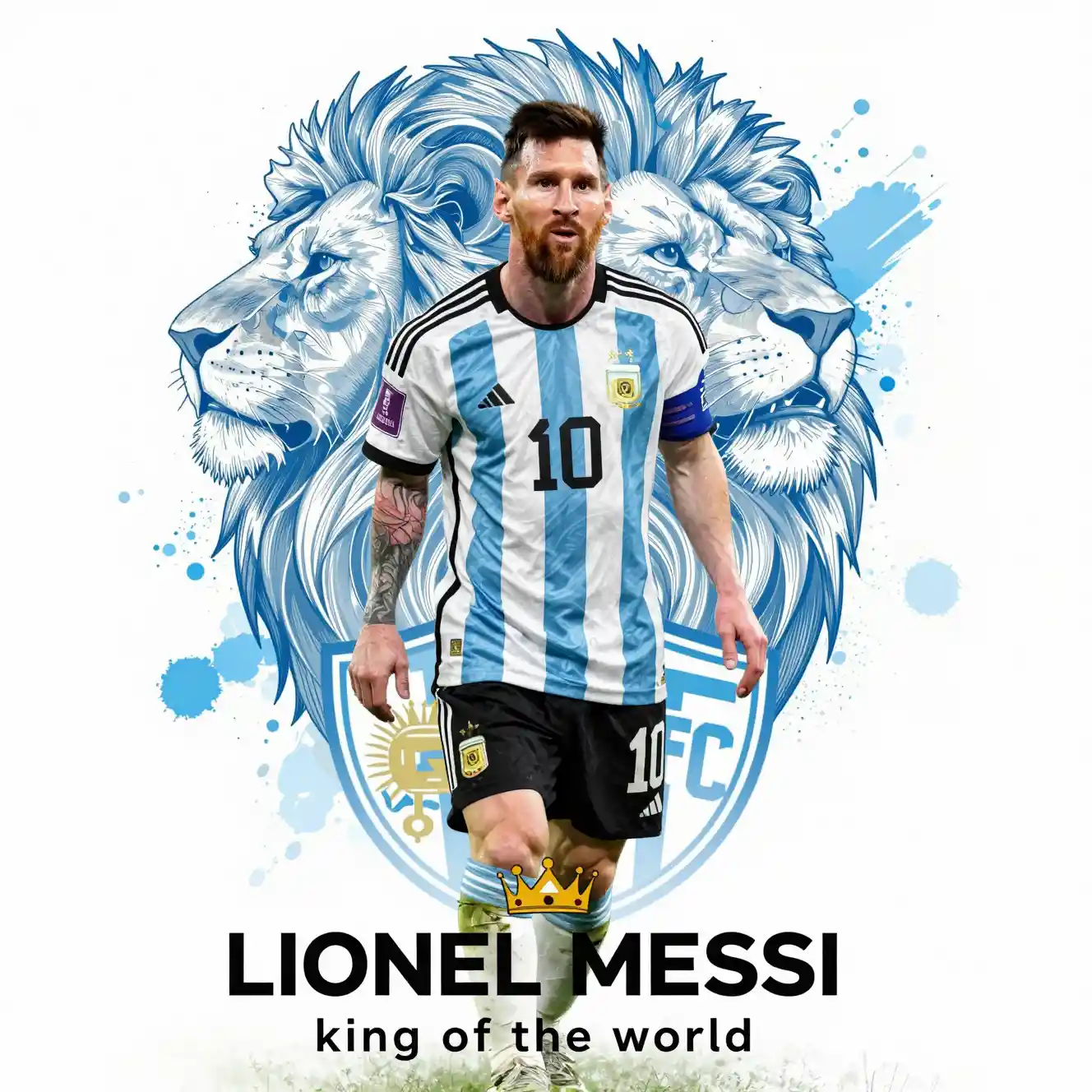 Soccer legend with lion symbolism in iconic number ten jersey