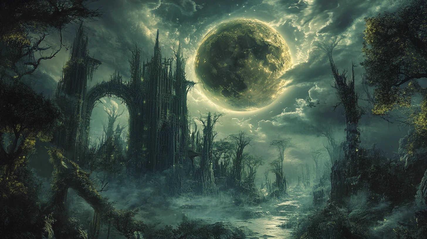 Fractured Moon Revealing A Surreal Enchanted Inner World