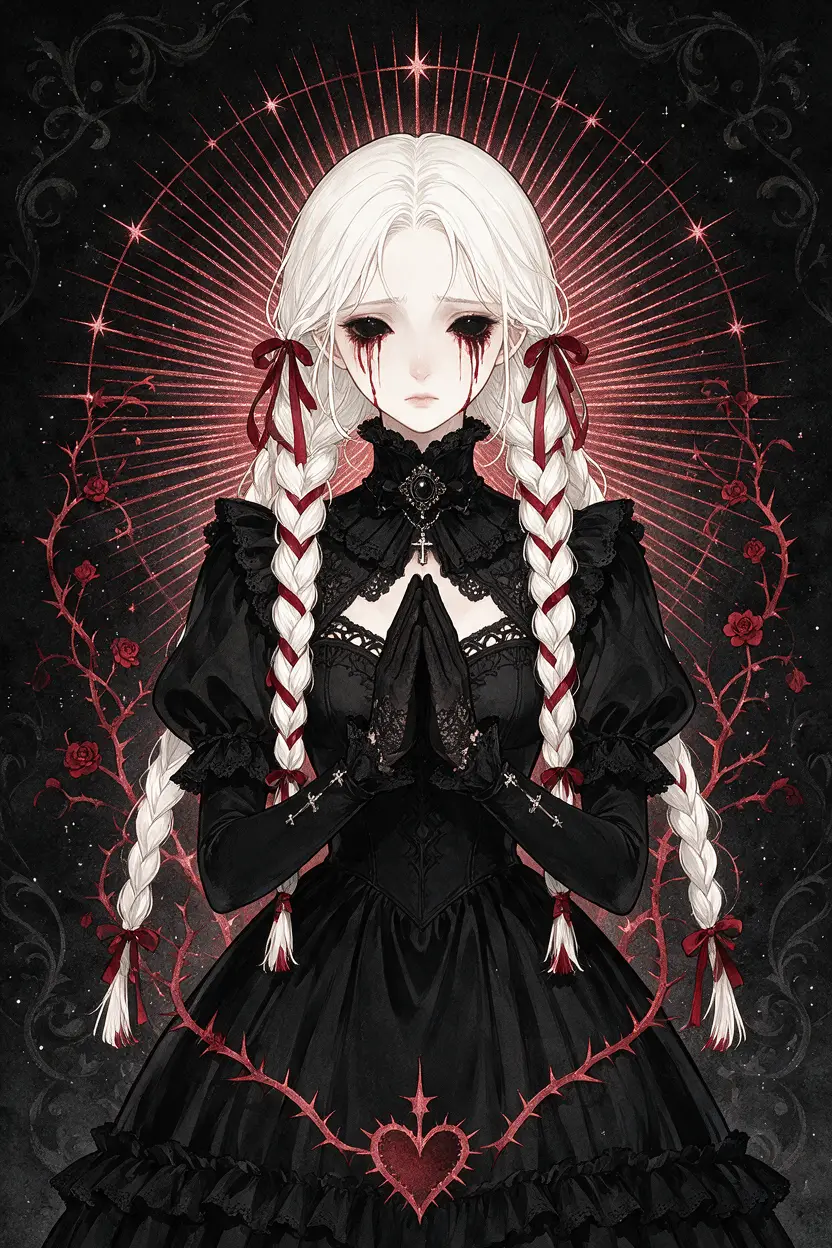 Elegante Fantasy-Frau in Schwarz mit symbolischem Heiligenschein