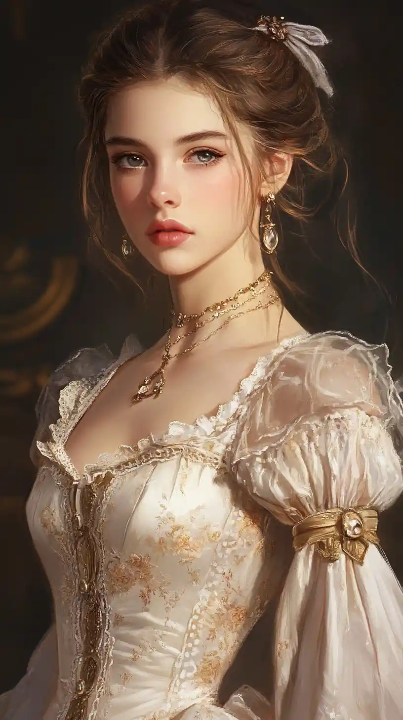 Portrait of an aloof young heiress with refined elegance