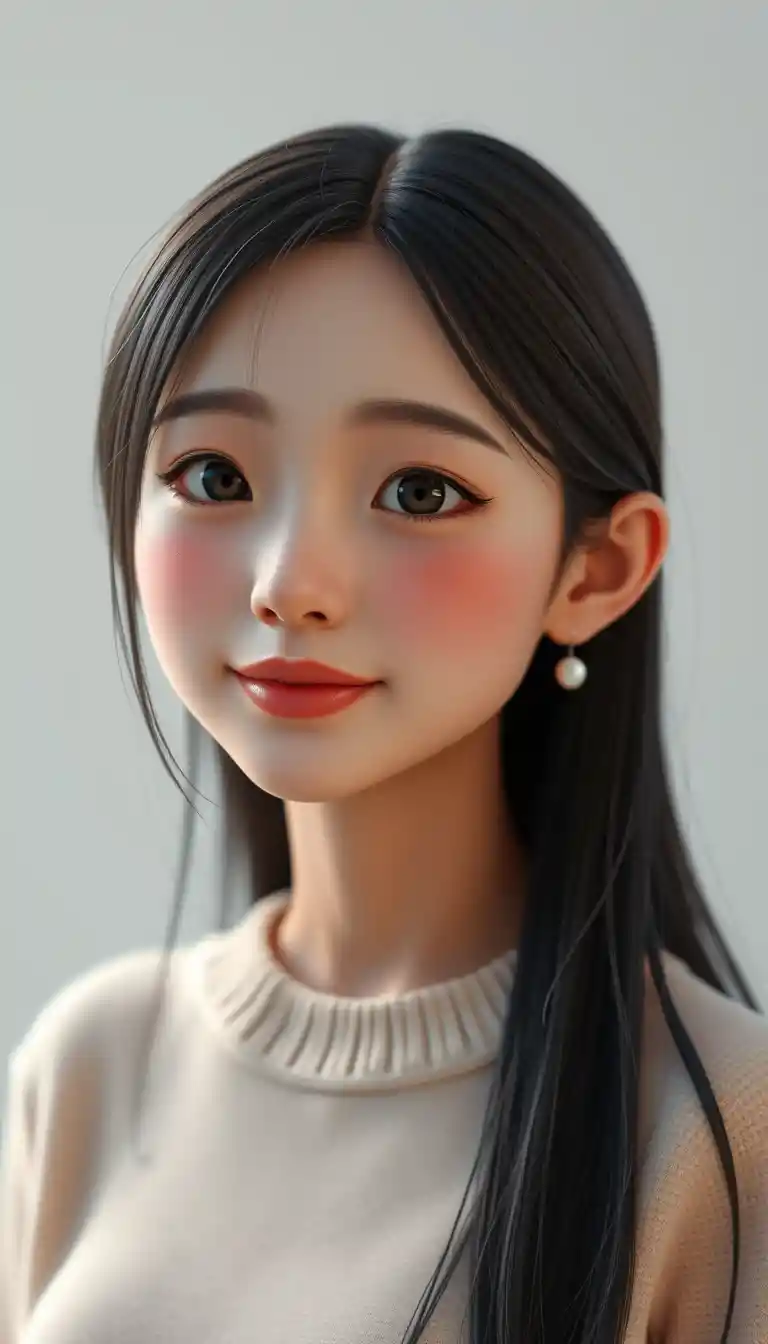 Gentle close up of an East Asian woman in soft light