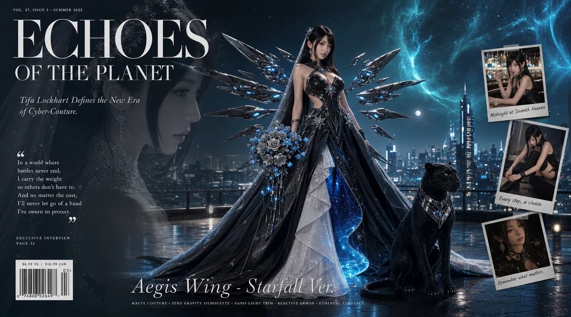 Futuristic bridal warrior on a neon lit city rooftop
