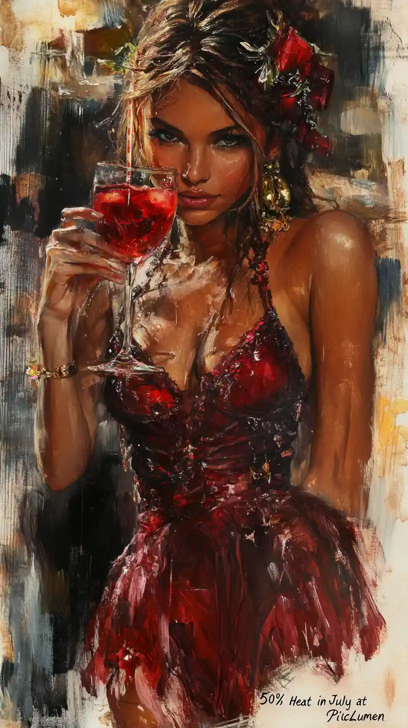 Festive summer cocktail illustration at a lively beach party