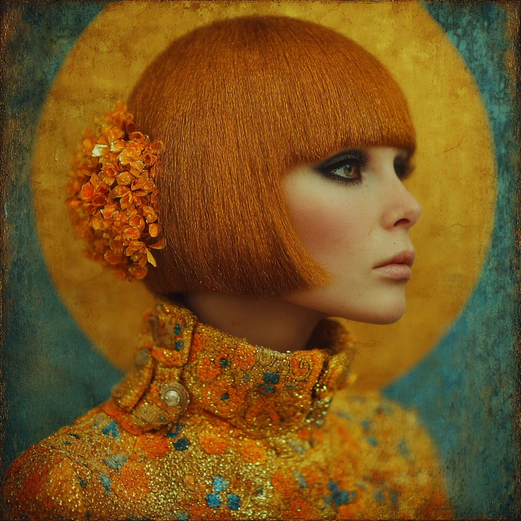 Surreal woolen woman portrait in a strange moody world