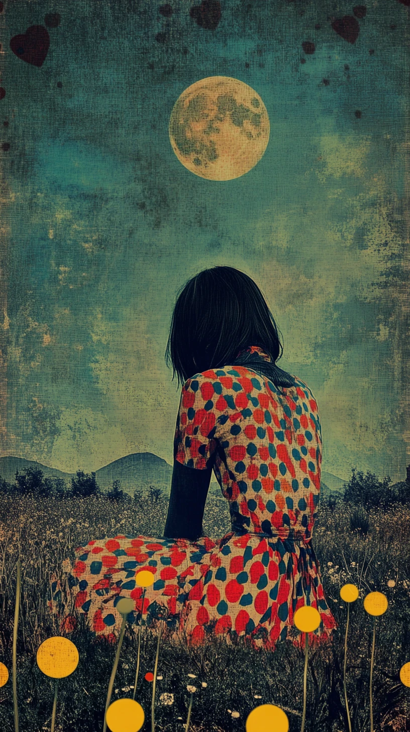 Surreal colorful canvas with melancholic abstract dreamlike forms