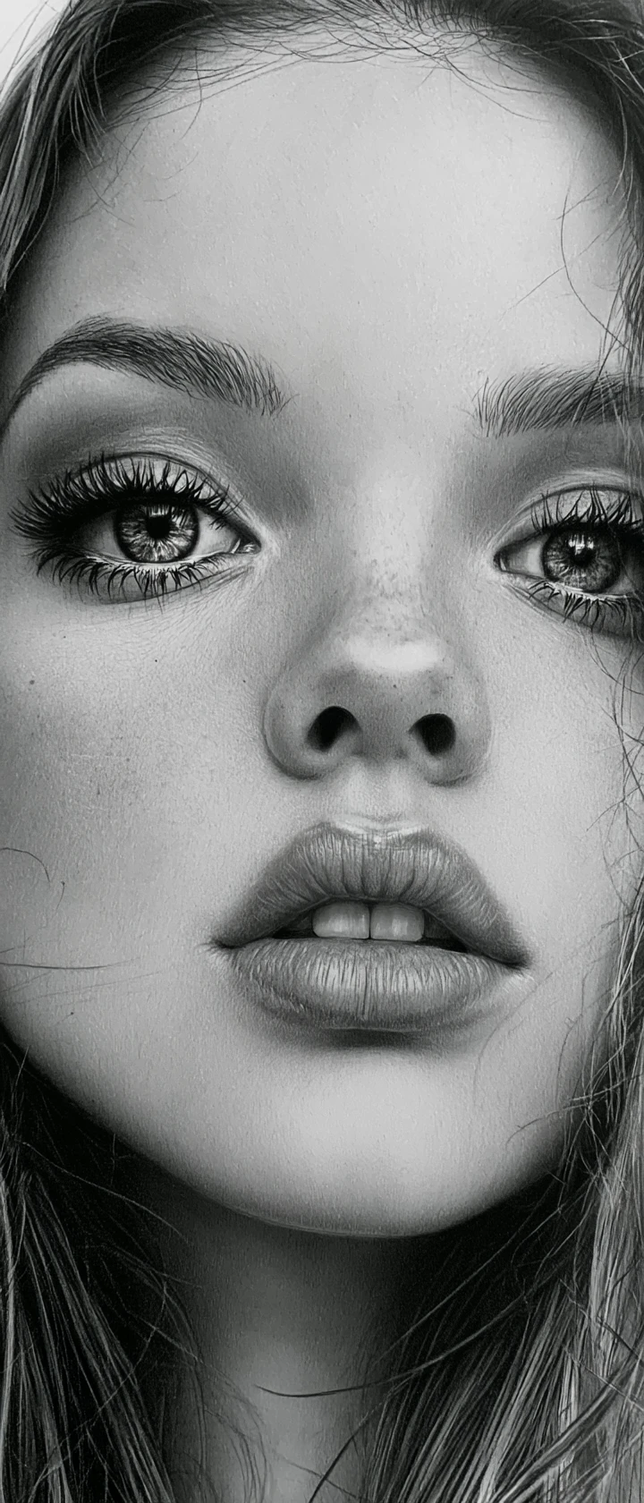 Tattoo style graphite portrait of a young woman