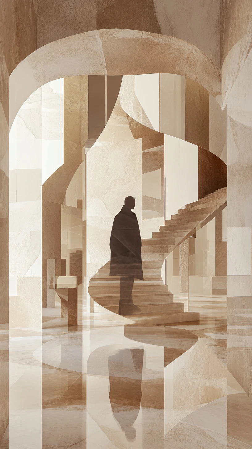 Surreal optical illusion where music transforms into flowing architecture