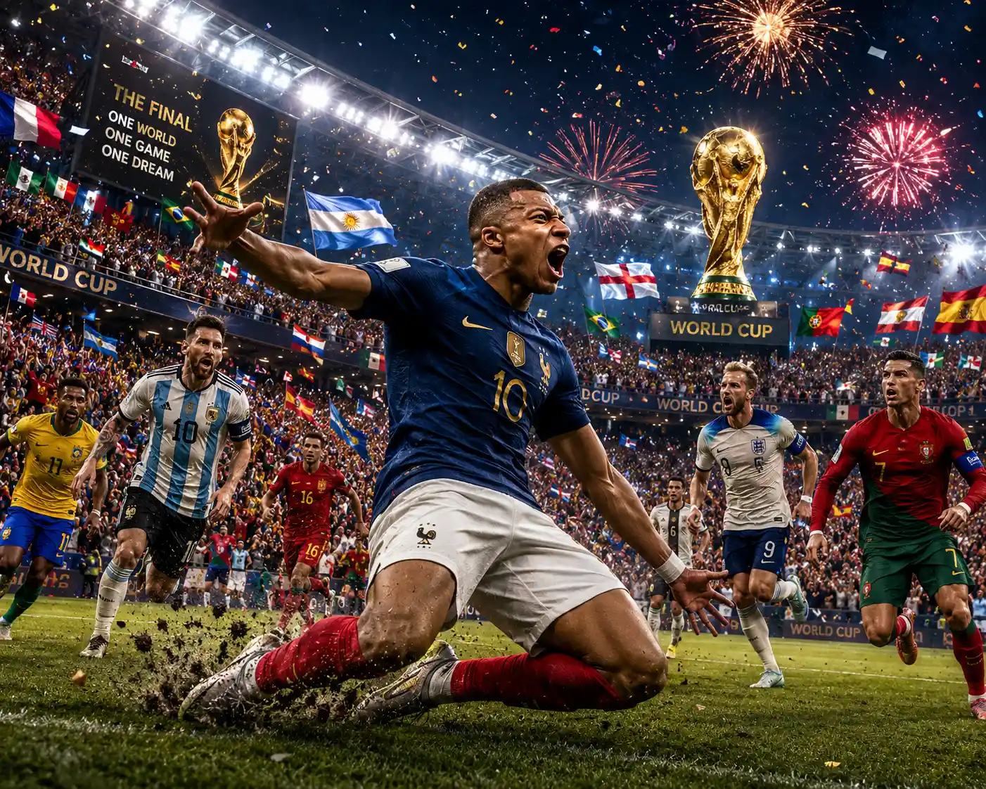 Soccer star strikes decisive goal in packed night stadium