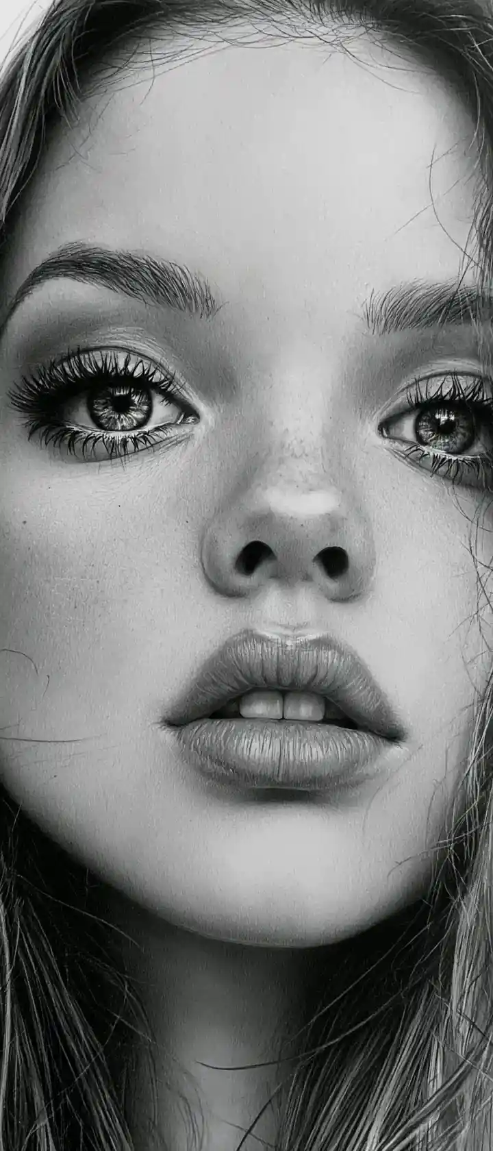 Tattoo style graphite portrait of a young woman