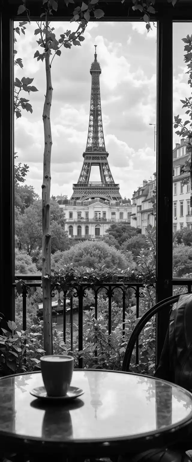 Primo piano sensuale di donna che beve caffè con vista su Parigi
