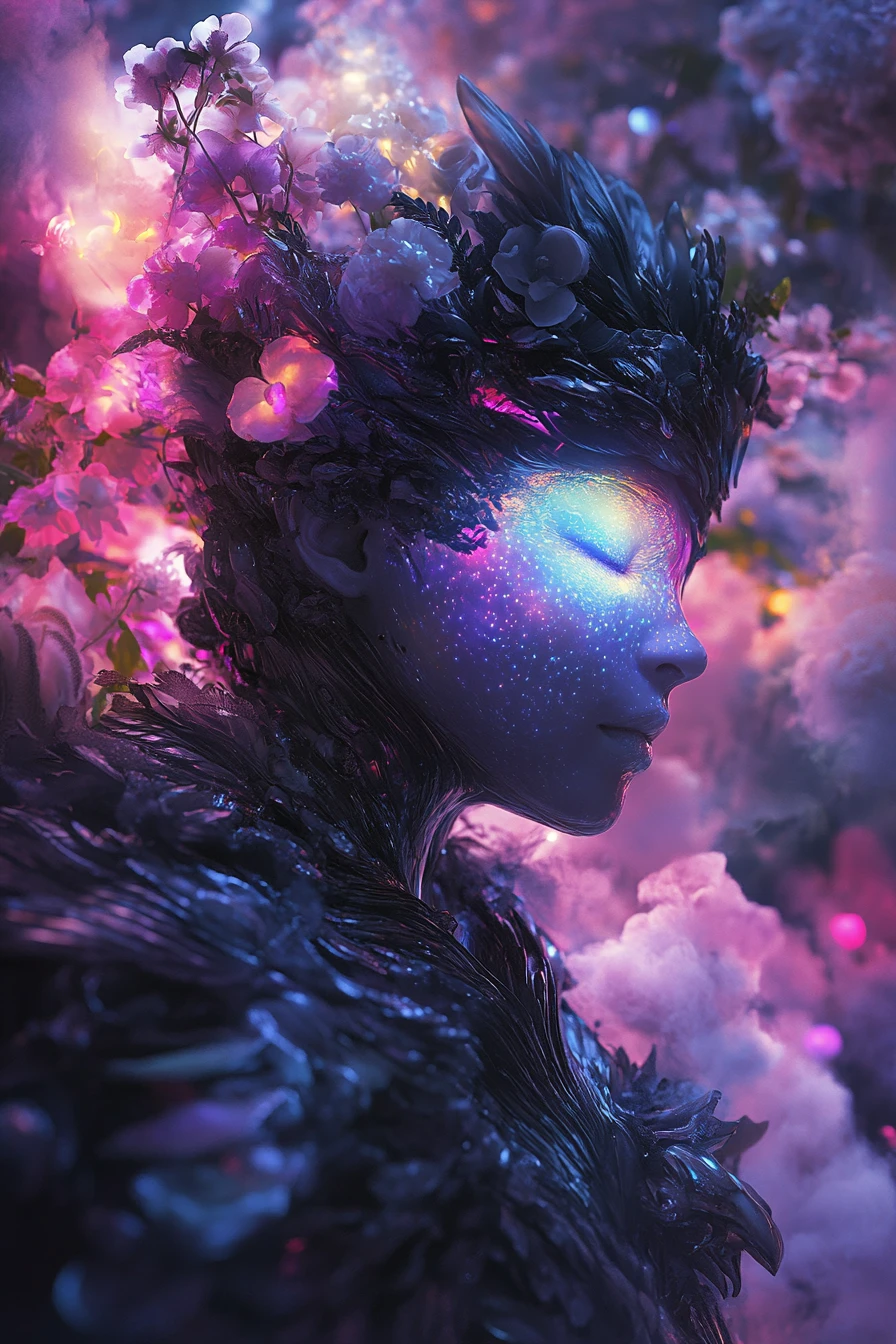 Bioluminescent Fantasy Being In A Luminous Enchanted Forest
