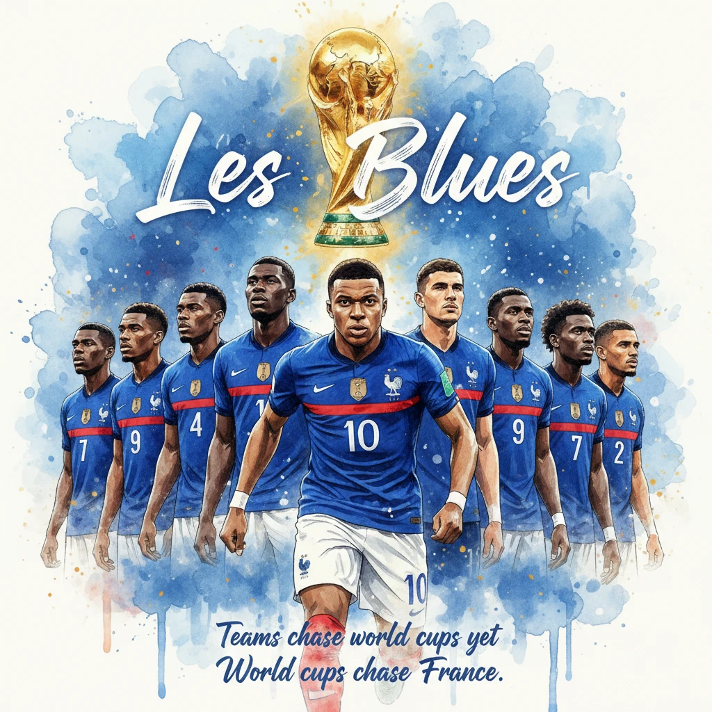 French football team illustration with star striker leading