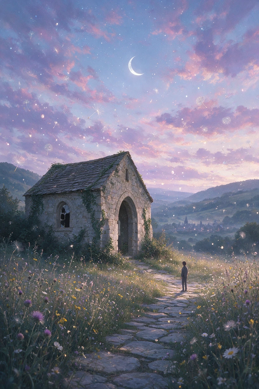 Solitary figure fading quietly as the final moment arrives