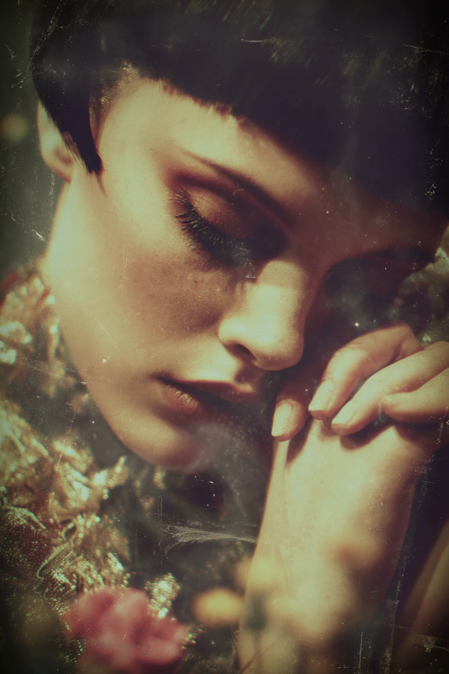 Melancholic surreal woman in a strange dreamlike world