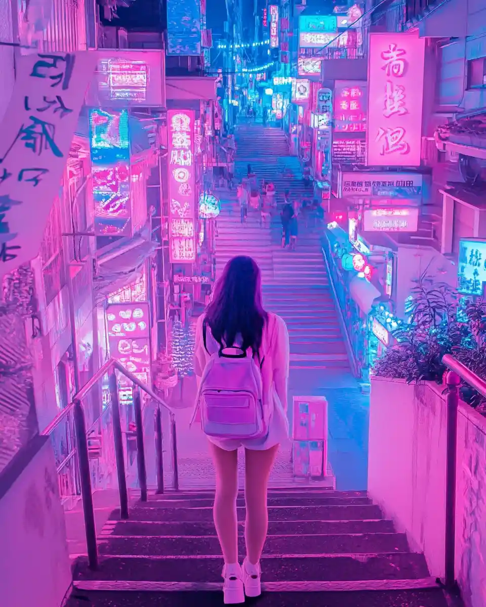Colorful urban dreamscape with charming abstract details