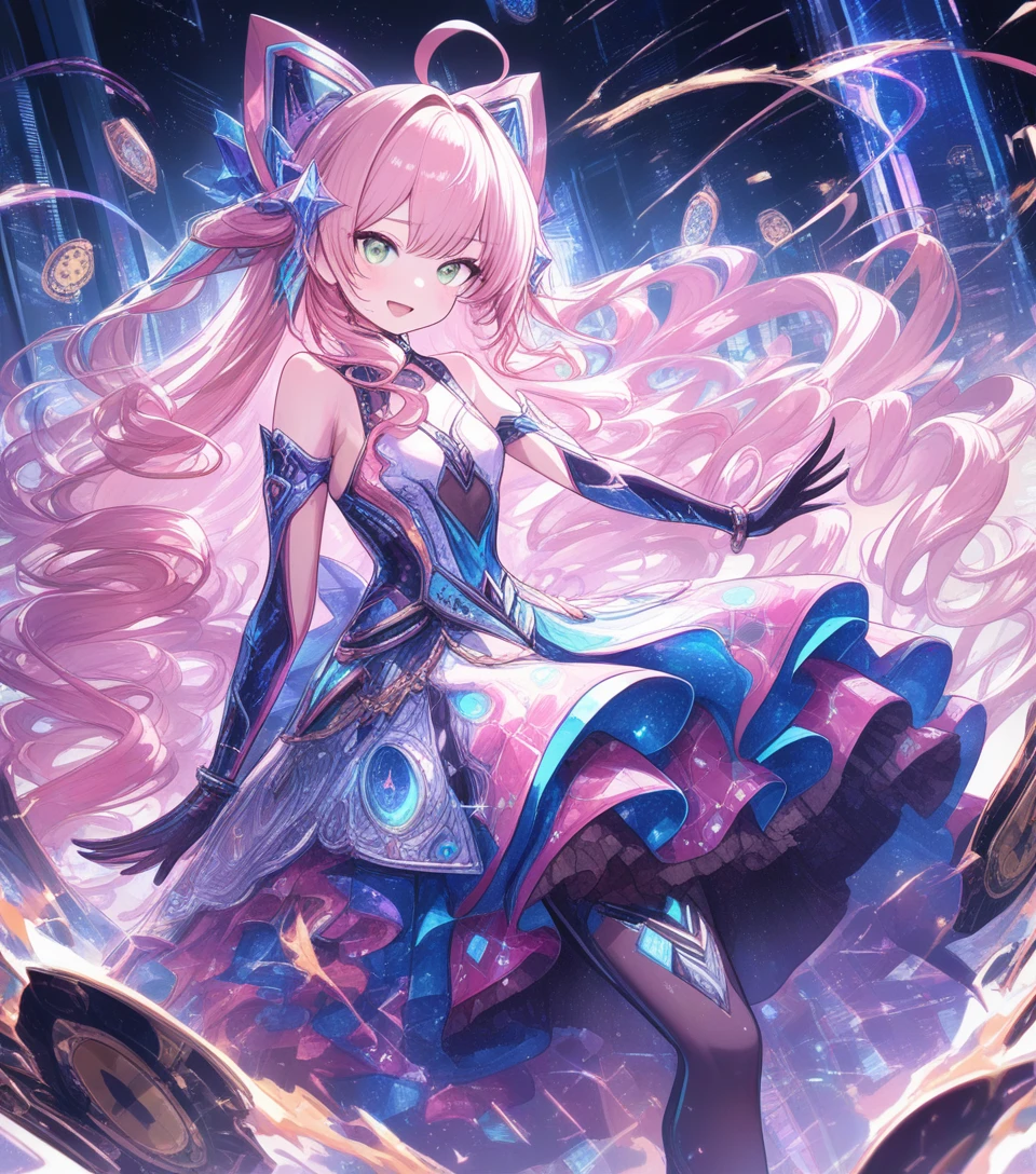 Cute anime girl playing poker in a casino